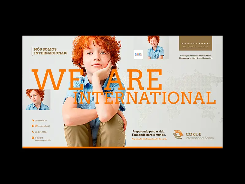Core-E International School - Key Visual e posicionamento